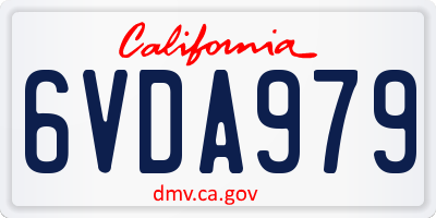 CA license plate 6VDA979