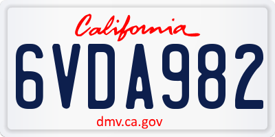 CA license plate 6VDA982