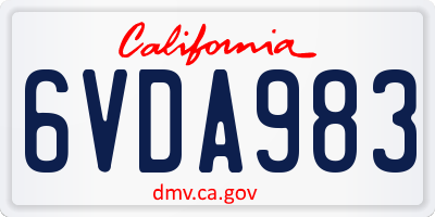 CA license plate 6VDA983