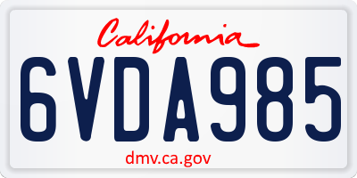 CA license plate 6VDA985