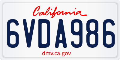 CA license plate 6VDA986