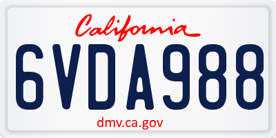 CA license plate 6VDA988
