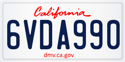 CA license plate 6VDA990