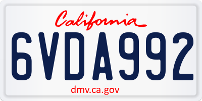 CA license plate 6VDA992