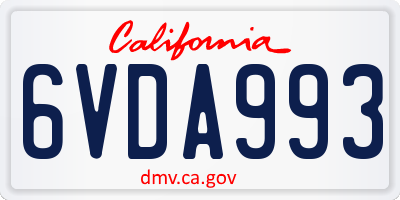CA license plate 6VDA993