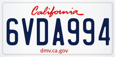CA license plate 6VDA994