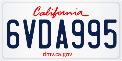 CA license plate 6VDA995