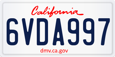 CA license plate 6VDA997
