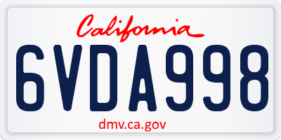 CA license plate 6VDA998