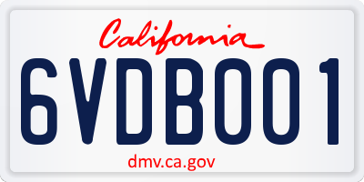 CA license plate 6VDB001