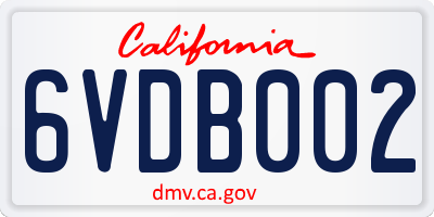 CA license plate 6VDB002
