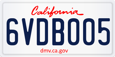 CA license plate 6VDB005