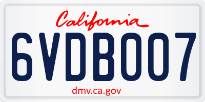 CA license plate 6VDB007