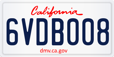 CA license plate 6VDB008