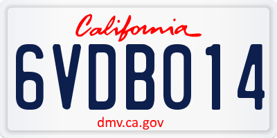 CA license plate 6VDB014