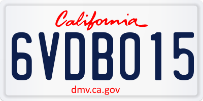 CA license plate 6VDB015