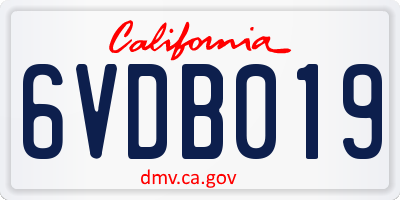 CA license plate 6VDB019