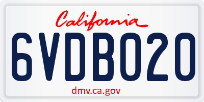 CA license plate 6VDB020