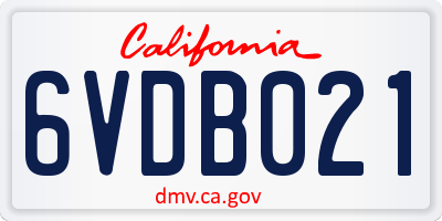 CA license plate 6VDB021