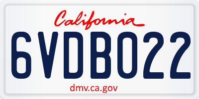 CA license plate 6VDB022