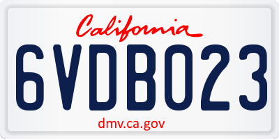 CA license plate 6VDB023
