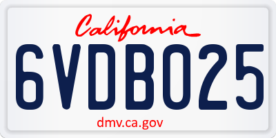 CA license plate 6VDB025
