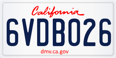CA license plate 6VDB026