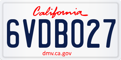 CA license plate 6VDB027