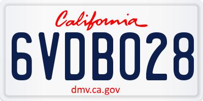 CA license plate 6VDB028