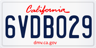 CA license plate 6VDB029