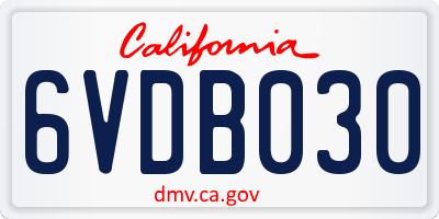 CA license plate 6VDB030