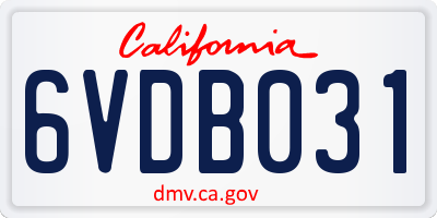 CA license plate 6VDB031