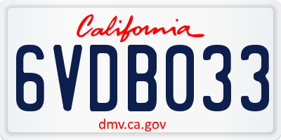 CA license plate 6VDB033