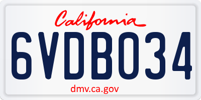 CA license plate 6VDB034