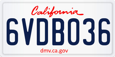 CA license plate 6VDB036