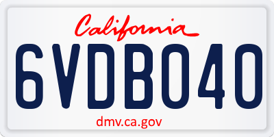 CA license plate 6VDB040