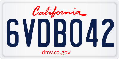 CA license plate 6VDB042