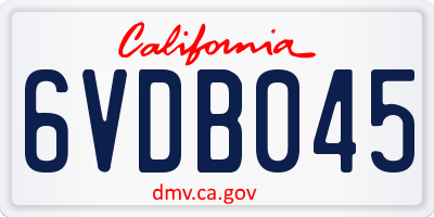 CA license plate 6VDB045