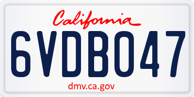 CA license plate 6VDB047