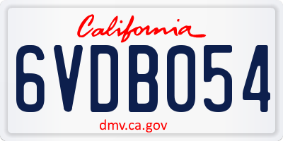 CA license plate 6VDB054