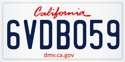 CA license plate 6VDB059