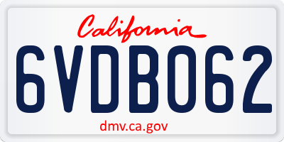 CA license plate 6VDB062