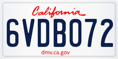 CA license plate 6VDB072
