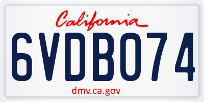 CA license plate 6VDB074