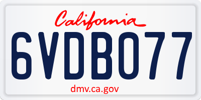 CA license plate 6VDB077