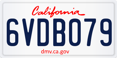 CA license plate 6VDB079