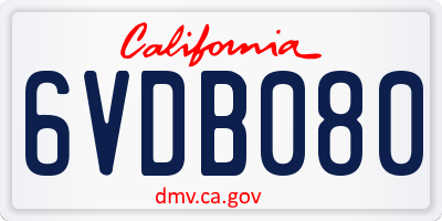 CA license plate 6VDB080