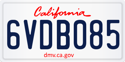 CA license plate 6VDB085