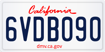 CA license plate 6VDB090