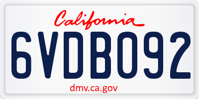 CA license plate 6VDB092